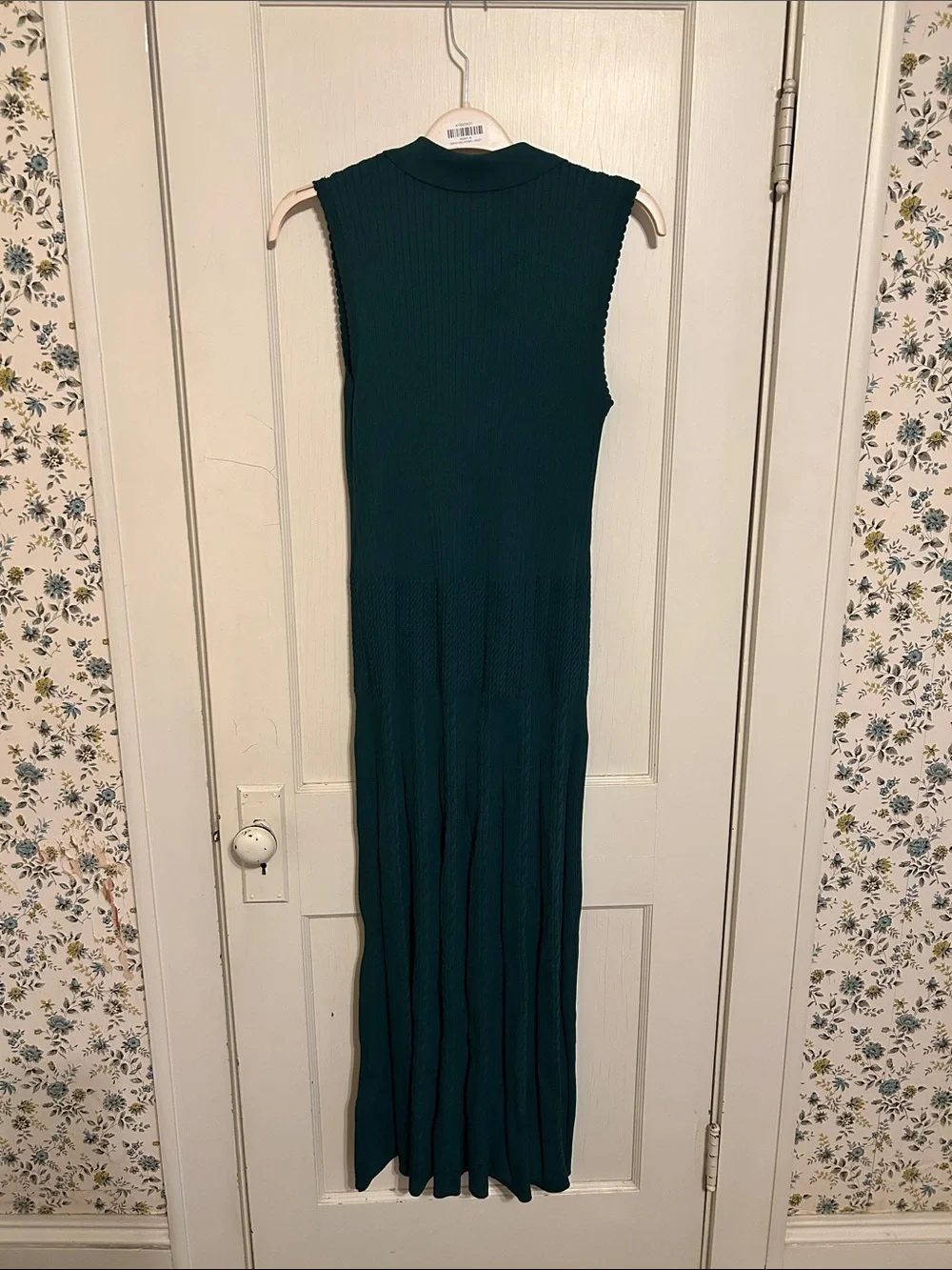 Sandro Teal Sleeveless Collared Maxi Dress with Gold Buttons - Picture 3 of 5